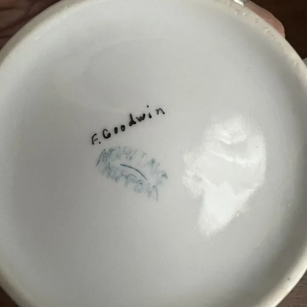 Vintage Noritake Nippon Hand Painted Sugar & Jam Bowls Signed F. Goodwin Pink